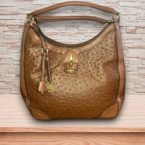 London Fog Ostrich Embossed Handbag